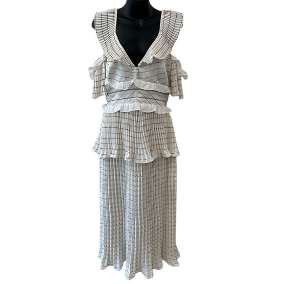 SELF PORTRAIT Monochrome Striped Dress - Picture 4 of 8